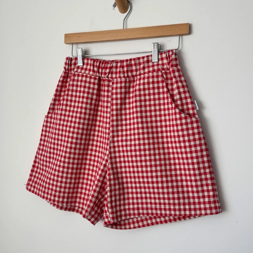 Le Bon Shoppe Women's City Shorts Red Gingham Medium